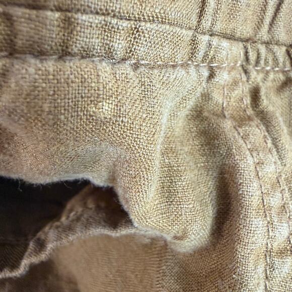 Athleta Cabo Linen Joggers Brown Mustard Elastic Waist Drawstring Pants | Size 4 - Picture 7 of 12